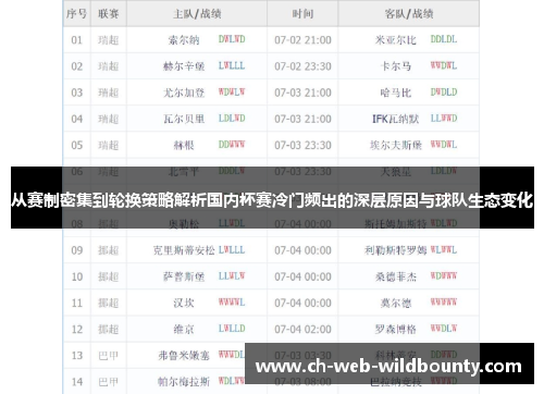 从赛制密集到轮换策略解析国内杯赛冷门频出的深层原因与球队生态变化